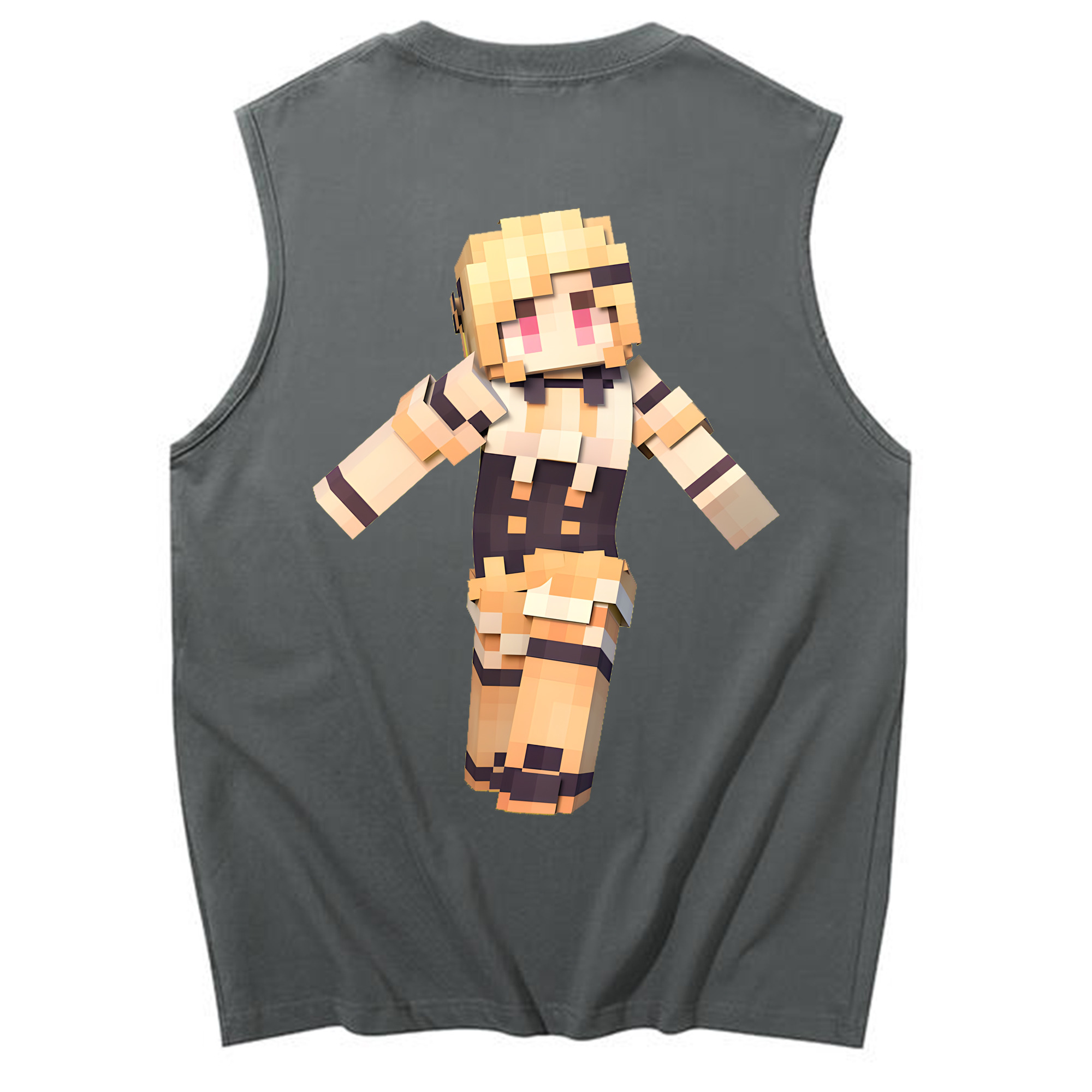 （画像用） マインクラフト ブロックの世界 Minecraft MC Block world コットン100％タンクトップ（背面プリント）